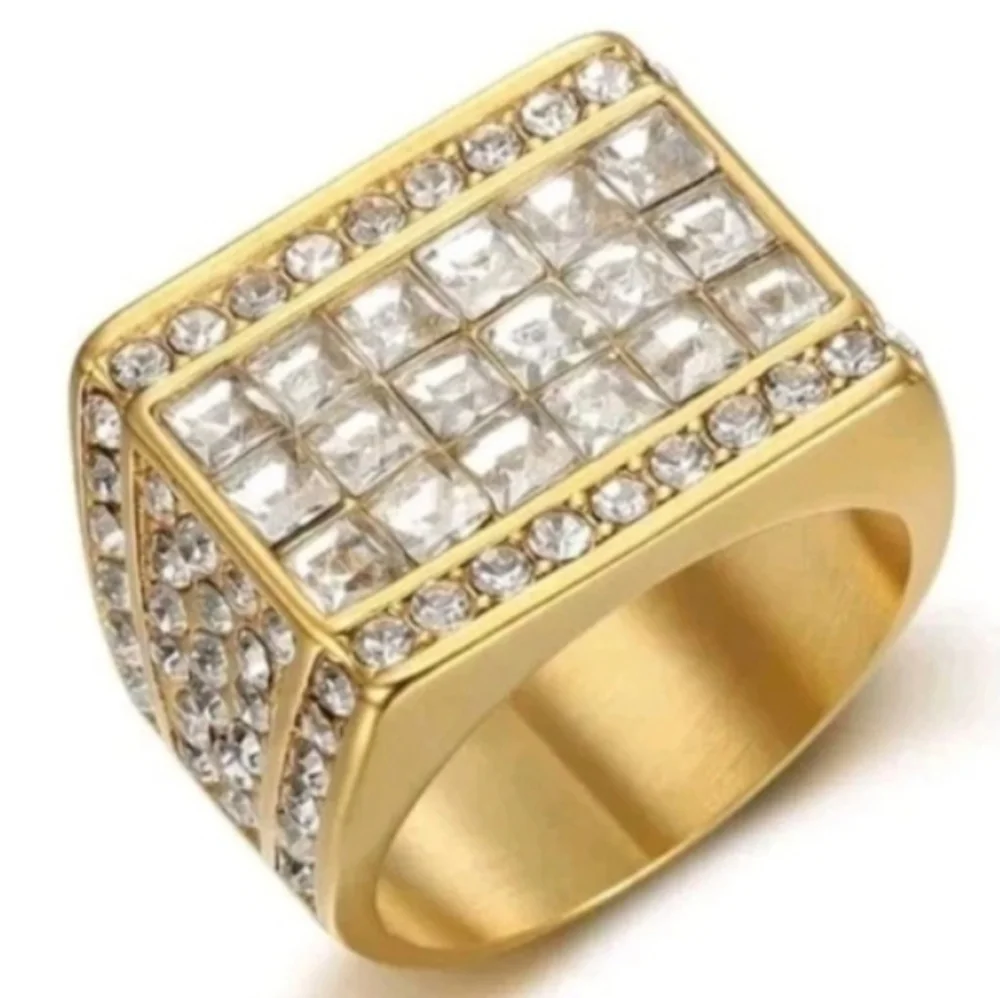 Mens Stainless Steel Hip Hop Ring Size 12